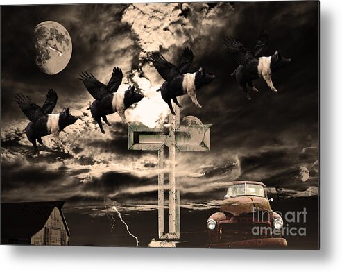 Wingsdomain Metal Print featuring the photograph When Pigs Fly by Wingsdomain Art and Photography