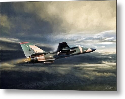 Aviation Metal Print featuring the digital art Whispering Death F-111 by Peter Chilelli
