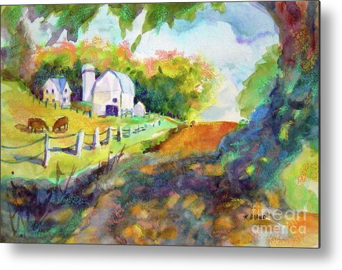 Painting Metal Print featuring the painting White Farmyard 2004 by Kathy Braud
