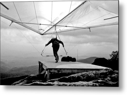 Hang Gliding Metal Print featuring the photograph White Glider Launch by Neil Pankler
