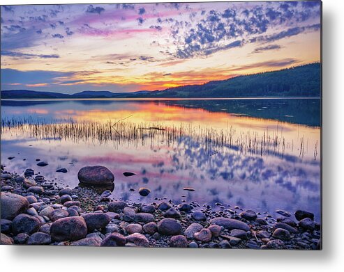 Europe Metal Print featuring the photograph White night sunset on a Swedish lake by Dmytro Korol
