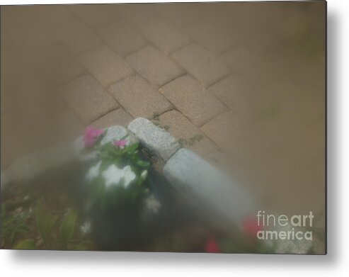 Abstract Metal Print featuring the photograph White Pink and Gray by Alwyn Glasgow