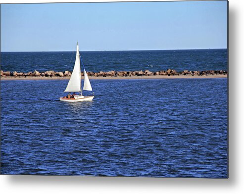 Sailing Metal Print featuring the photograph White Sailboat by Angela Murdock