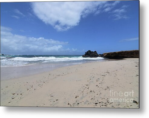 Bluffs Metal Print featuring the photograph White Sand Beach with Waves Crashing Ashore on Andicuri Beach by DejaVu Designs