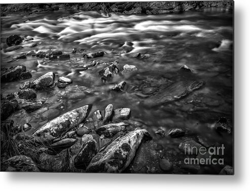 White Metal Print featuring the photograph White Water BW by Walt Foegelle