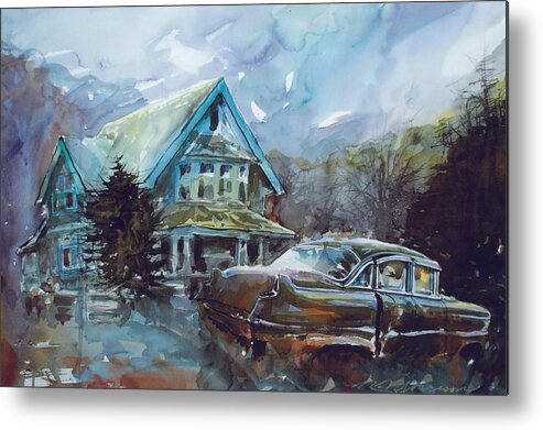 55 Caddy Metal Print featuring the painting Why Are We Still Here? by Ron Morrison