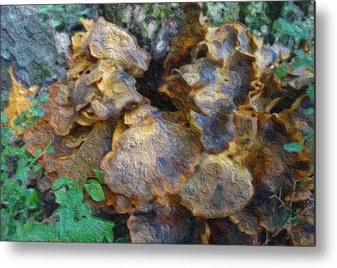 Wild Brown Mushroom Metal Print featuring the painting Wild mushrooms by Joan Reese