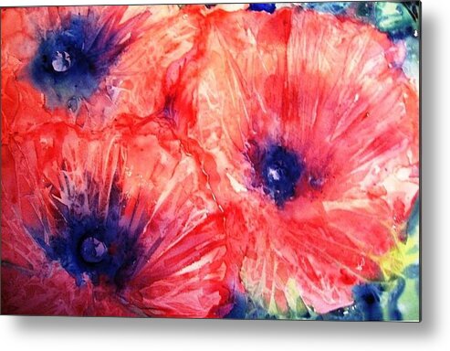 Poppies Metal Print featuring the painting Wild Poppies by Trudi Doyle