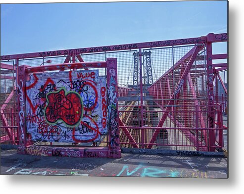 New York Metal Print featuring the photograph Williamsburg bridge graffiti by Toby McGuire