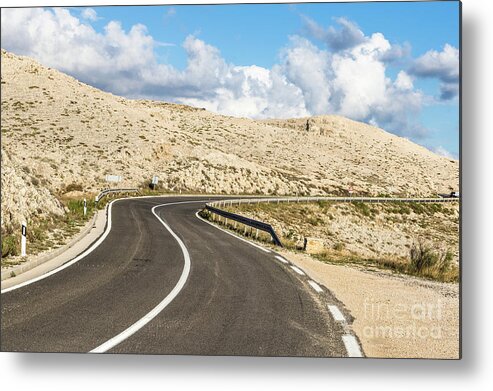 Balkans Metal Print featuring the photograph Winding road on the Pag island in Croatia by Didier Marti