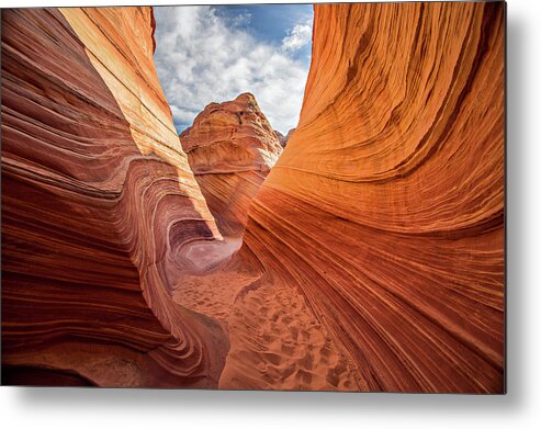 The Wave Metal Print featuring the photograph Winding Stripes of Sandstone by Wesley Aston