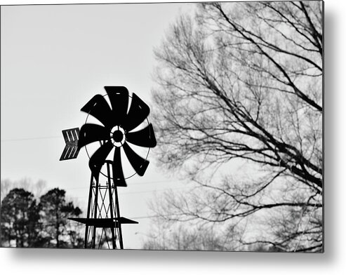 Windmill Metal Print featuring the photograph Windmill on the Farm by Nicole Lloyd