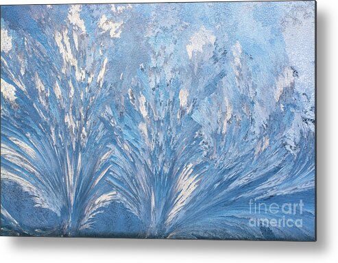 Cheryl Baxter Photography Metal Print featuring the photograph Window Frost Waves by Cheryl Baxter