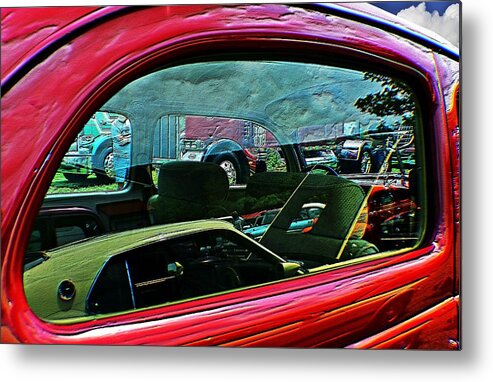 Cars Metal Print featuring the photograph Window reflection bump map by Karl Rose