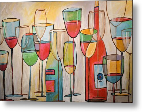 Wine Metal Print featuring the painting Wine Tasting by Amy Giacomelli