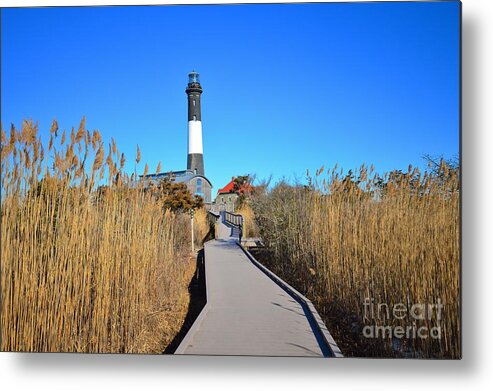 Featured Metal Print featuring the photograph Winter Afternoon at the Fire island Lighthouse by Stacie Siemsen