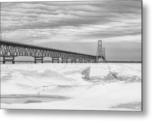 John Mcgraw Metal Print featuring the photograph Winter at Mackinac Bridge by John McGraw