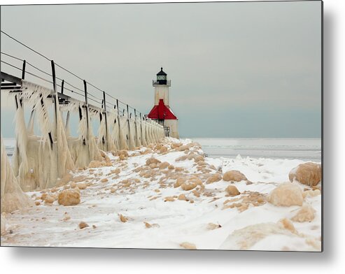 St Joseph Lighthouse Metal Print featuring the photograph Winter at St. Joe's Light by Susan Rissi Tregoning