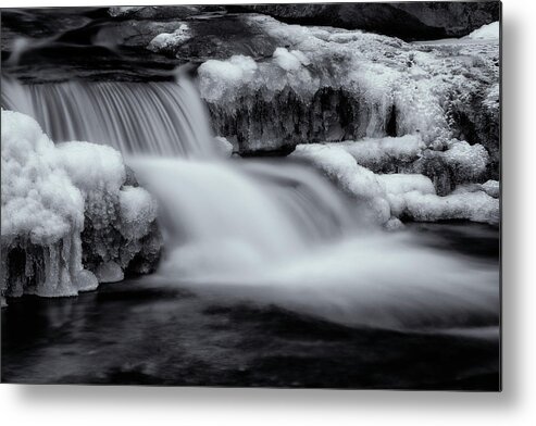 Stickney Brook Metal Print featuring the photograph Winter Brook In Black and White by Tom Singleton