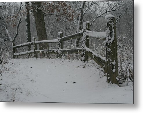 Winter Fence Trail Metal Print featuring the photograph Winter Fence Trail H by Dylan Punke