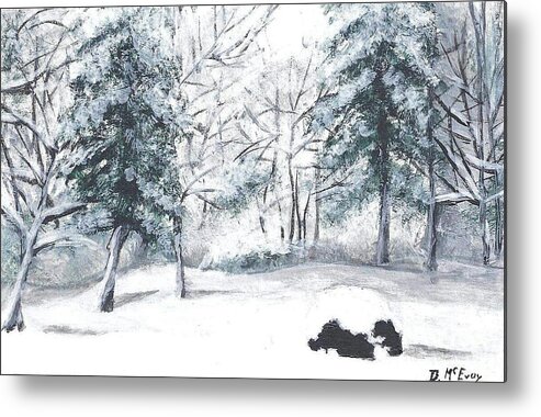 Winter Metal Print featuring the painting Winter in Weatogue by Dani McEvoy