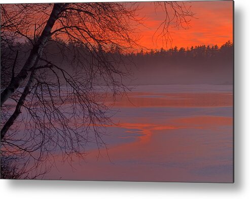 Winter Landscape Metal Print featuring the photograph Winter Lake Mist At Twilight by Irwin Barrett