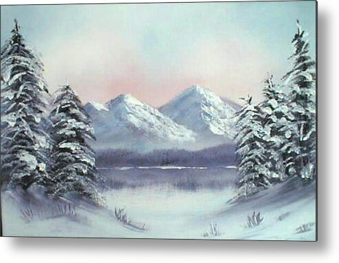 Winter Metal Print featuring the painting Winter - O18 by Roger Cummiskey