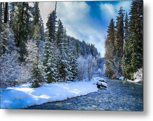 Winter Scene On The River Metal Print featuring the photograph Winter scene on the river by Lynn Hopwood