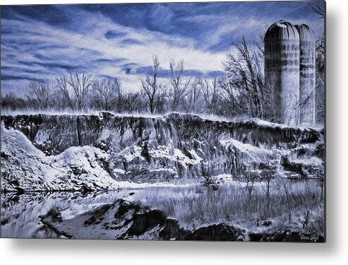 Creeks Metal Print featuring the photograph Winter Twin Silos by Anna Louise