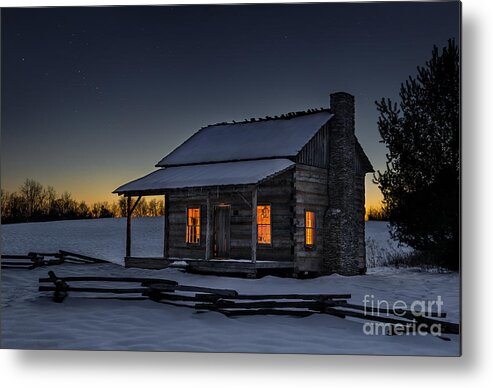 Rustic Cabin Metal Print featuring the photograph Winters Refuge by Anthony Heflin