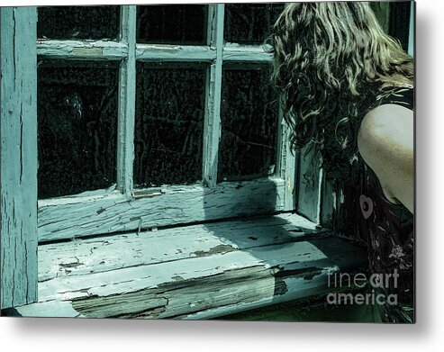 Window Metal Print featuring the photograph Woman at Window by Sandy Moulder