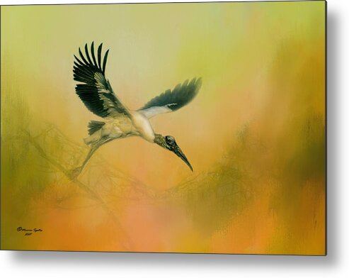 Birds Metal Print featuring the photograph Wood Stork Encounter by Marvin Spates