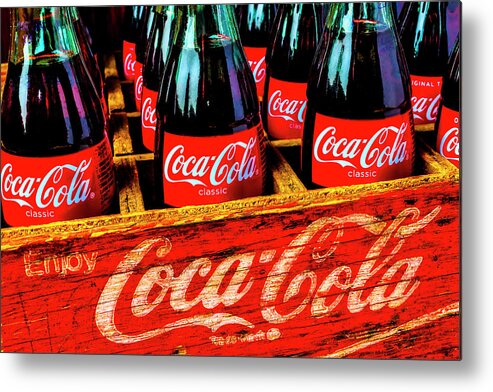 Coca Metal Print featuring the photograph Wooden Crate Of Coca Cola Bottles by Garry Gay
