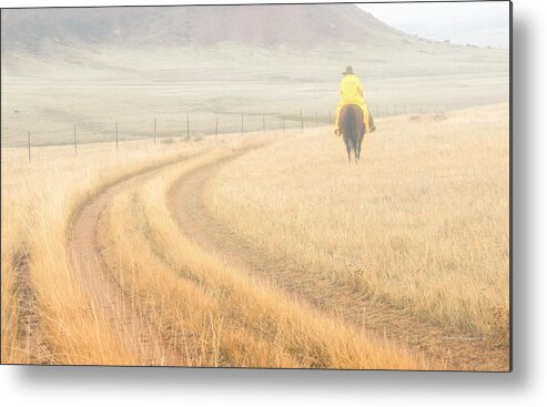 Cowboy Metal Print featuring the photograph Woodrow in the Fog by Sam Sherman