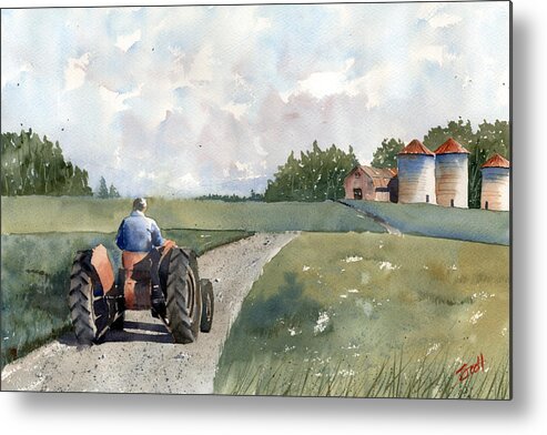 Landscape Metal Print featuring the painting Working Man by Scott Brown