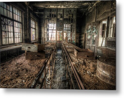 Urbex Metal Print featuring the digital art Workshop is closed by Nathan Wright