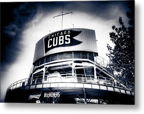 Chicago Metal Print featuring the photograph Wrigley Field Bleachers in Black and White by Anthony Doudt