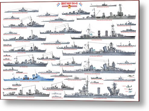 Ww2 Metal Print featuring the drawing WW2 Soviet Navy by The Collectioner