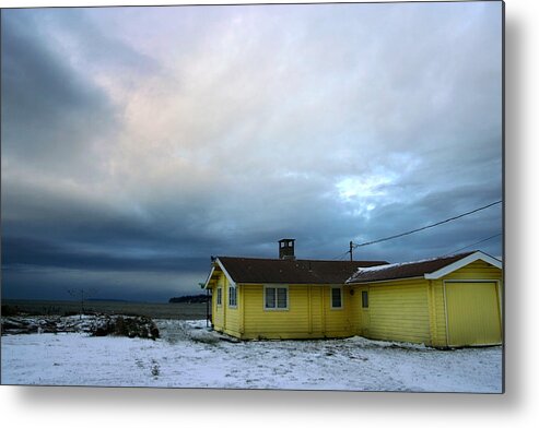 Snow Metal Print featuring the photograph Yellow and Snow and Blue by Julius Reque