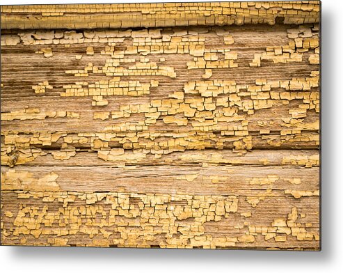 Abstract Metal Print featuring the photograph Yellow Painted Aged Wood by John Williams