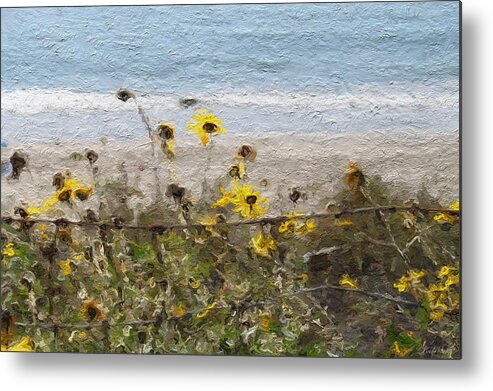 Yellow Metal Print featuring the painting Yellow Wildflowers- Art by Linda Woods by Linda Woods