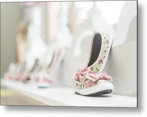 Baby Metal Print featuring the photograph Young Girl Shoes In Children Footwear Shop by JM Travel Photography