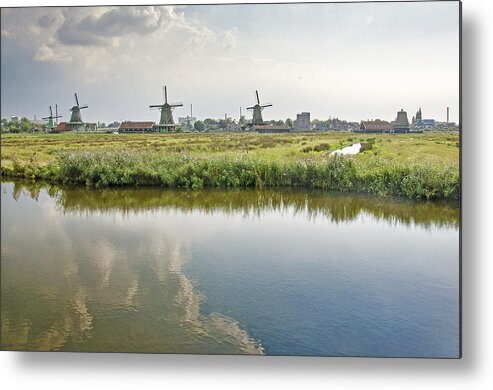 Windmills Metal Print featuring the photograph Zaandam Skyline by Frans Blok