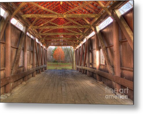 Bridge Metal Print featuring the photograph Sycamore Park Covered Bridge by Sharon McConnell
