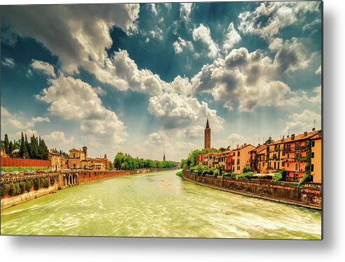 Adige Metal Print featuring the photograph Adige river in Verona #1 by Vivida Photo PC