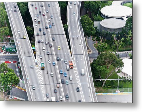Outdoors Metal Print featuring the photograph Aerial Of Super Highway, Singapore #1 by John Harper