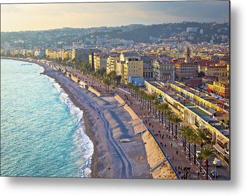 Nice Metal Print featuring the photograph City of Nice Promenade des Anglais waterfront and beach view #1 by Brch Photography