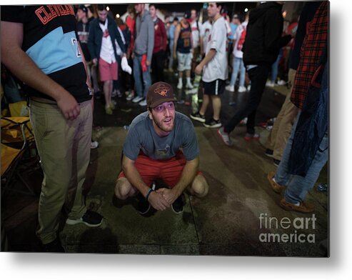 Facial Expression Metal Print featuring the photograph Cleveland Indians Fans Gather To The by Justin Merriman