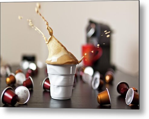 Coffee Maker Metal Print featuring the photograph Coffee Splash #1 by By Thomas Schaller