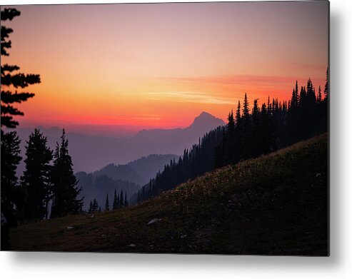 Sunset Metal Print featuring the photograph Colorful Sunset Sky In The Cascade Mountains #1 by Cavan Images